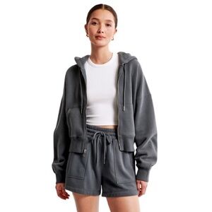 Abercrombie & Fitch Essential Ribbed Sunday Hooded Full-Zip - Small